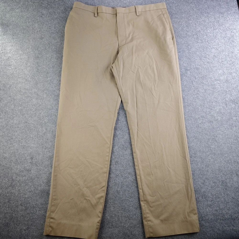 Banana Republic Pants Mens 35x32 Slim Fit Tan Khaki Flat Front Straight Leg